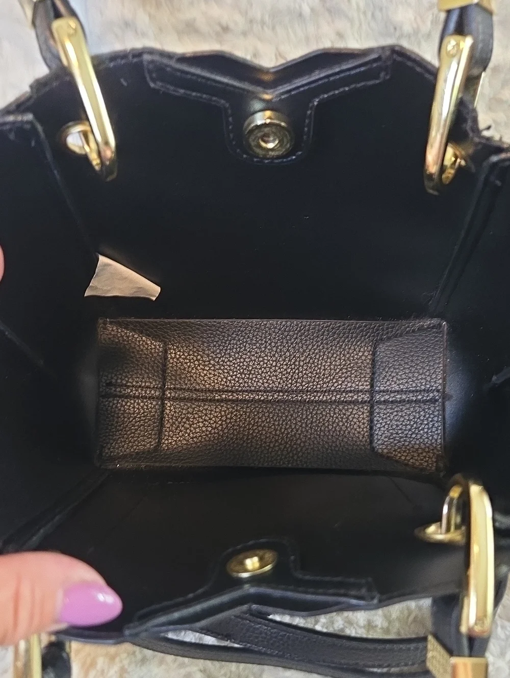 Steve Madden Black Pebbled Satchel with Gold Hardware